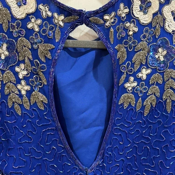 Laurence Kazar vintage Blue Embroidered Dress size small - Picture 10 of 12